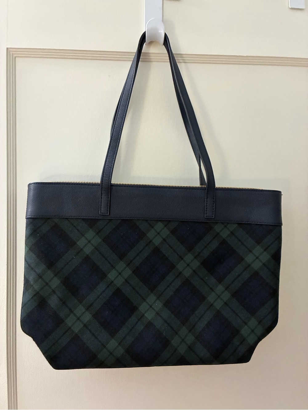 Talbots Blackwatch Plaid Tote in Dark Green and Navy
